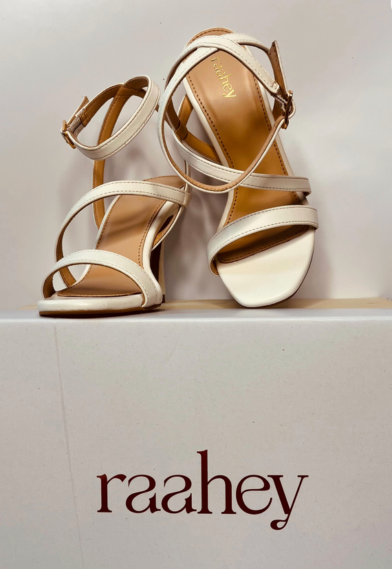 Stripe Heels - White